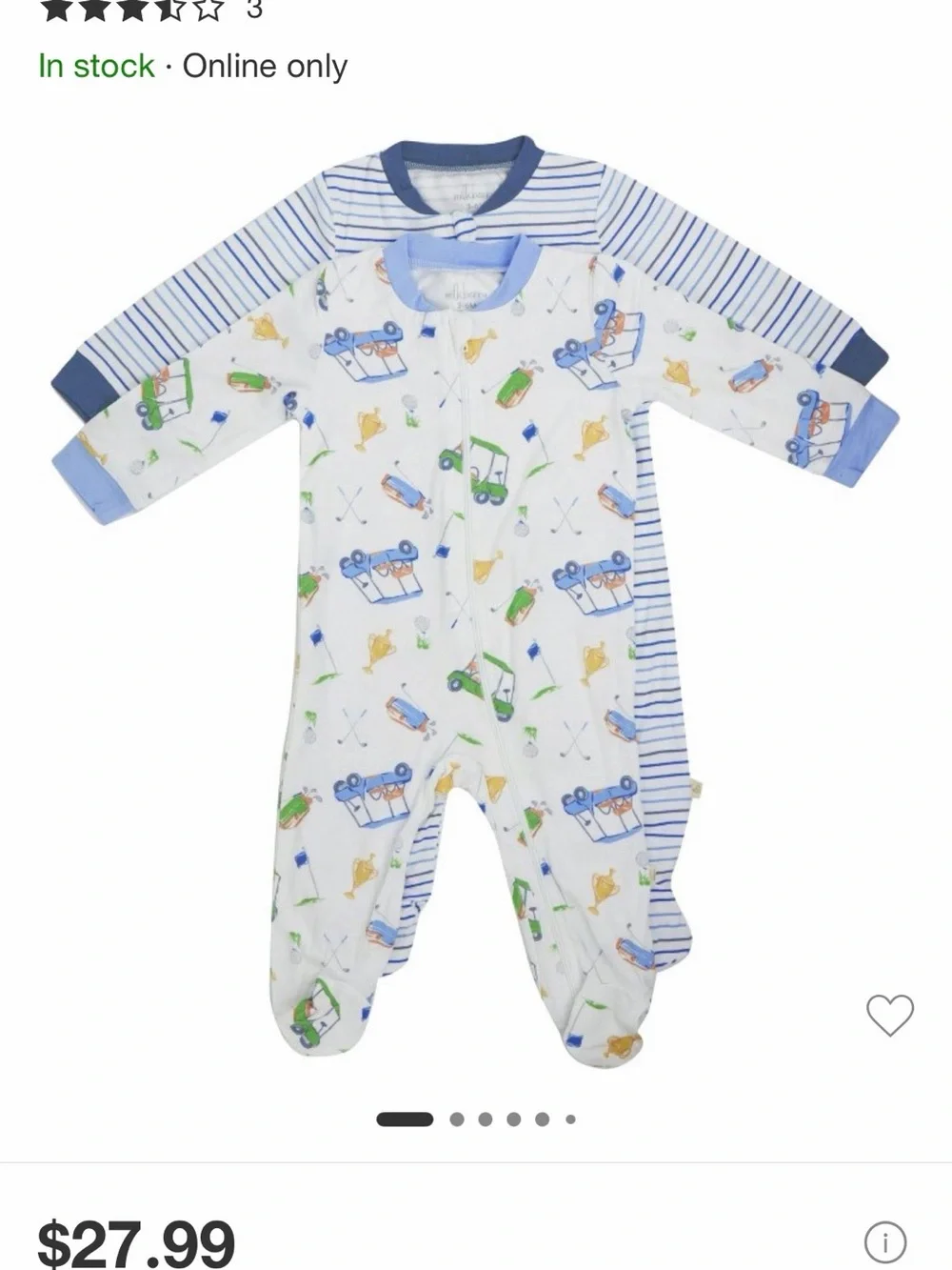 Golf-Print and Striped Footed Bamboo Set size 0-3M